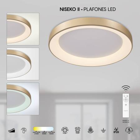 Plafon Niseko Dorado ; Tienda Lamparas Barcelona; Alda Iluminacion