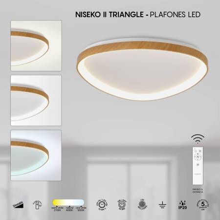 Plafon Triangular Niseko Madera Alda Iluminacion