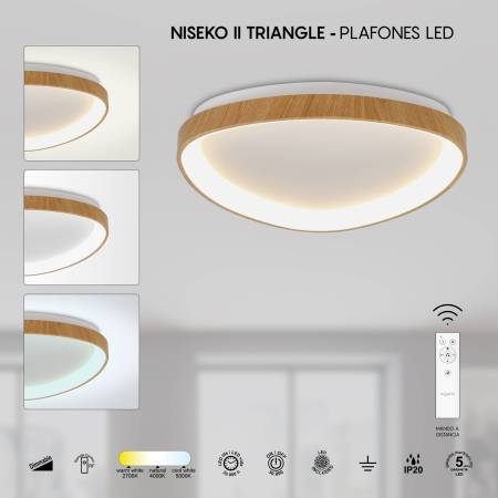 Plafon Niseko Triangular Madera Alda Iluminacion