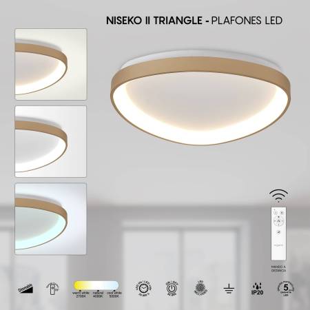 Plafon Niseko Triangular Dorado Alda Iluminacion