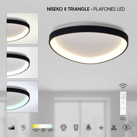 Plafon Niseko Triangular Negro Alda Iluminacion