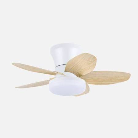 Ventilador Blanco-Madera Haran Alda Iluminacion