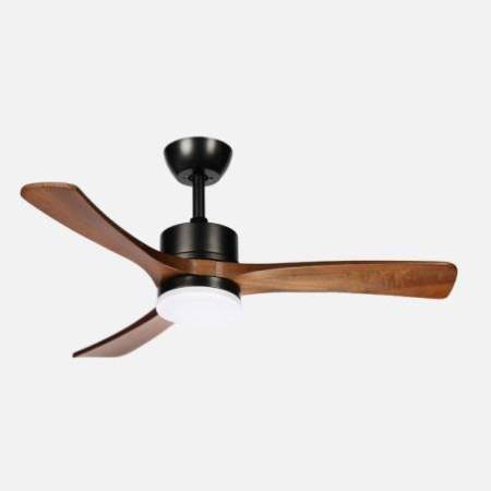 Ventilador Negro Madera Roble Hellin Alda Iluminacion