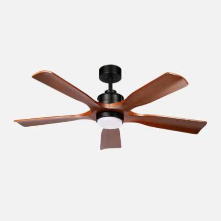 Ventilador Negro-Madera Roble Letur Alda Iluminacion