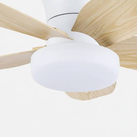 Ventilador Blanco-Madera Haran Alda Iluminacion
