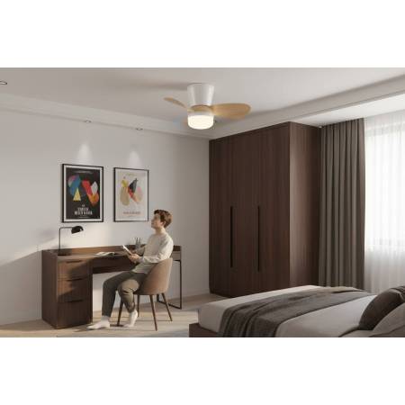 Ventilador Blanco-Madera Enoc Alda Iluminacion