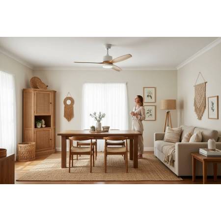 Ventilador Blanco-Madera Haya Montiel Ambiente Comedor Alda Iluminacion