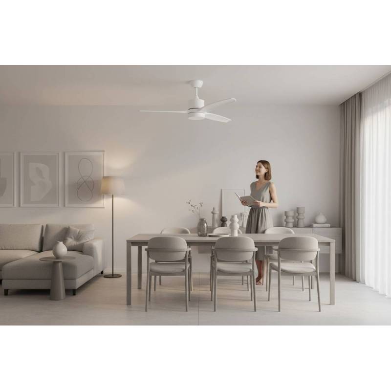 Ventilador Blanco-Madera Montiel Alda Iluminacion