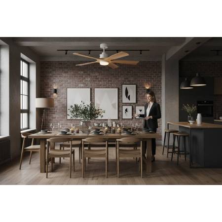 Ventilador Blanco-Madera Haya Letur Alda Iluminacion