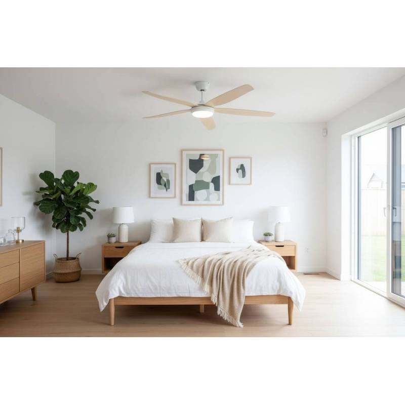 Ventilador Blanco Madera Altea Alda Iluminacion