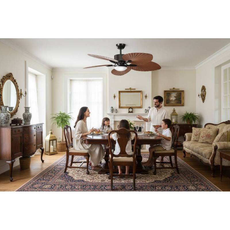 Ventilador Negro-Roble Torcal Alda Iluminacion