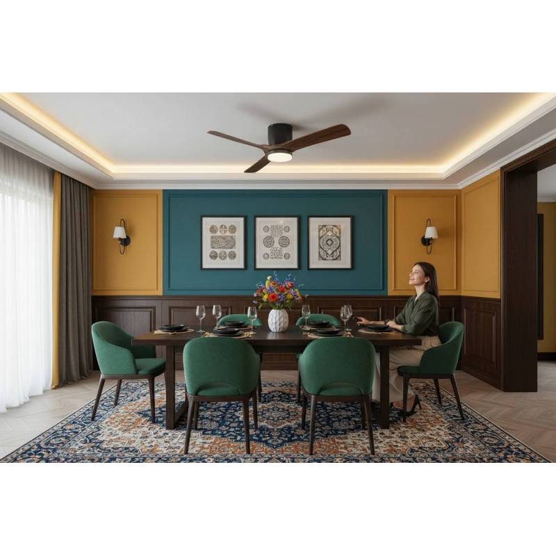 Ventilador Negro Nogal Paterna Alda Iluminacion