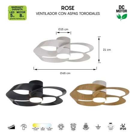 Ventilador Rose Negro Alda Iluminacion