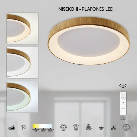 Plafon Niseko Madera ; Tienda Lamparas Barcelona; Alda Iluminacion