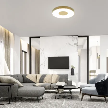 Plafon 100 watios dorado Coin Mantra Ambiente comedor