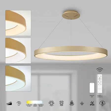 Lampara Niseko Dorado ; Tienda Lamparas Barcelona; Alda Iluminacion
